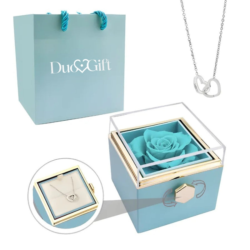 Duogift™ – Colar Dois Corações + Caixa Rotativa