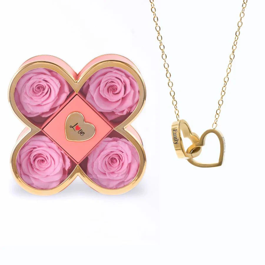 Caixa Trevo do Amor & Colar Personalizado