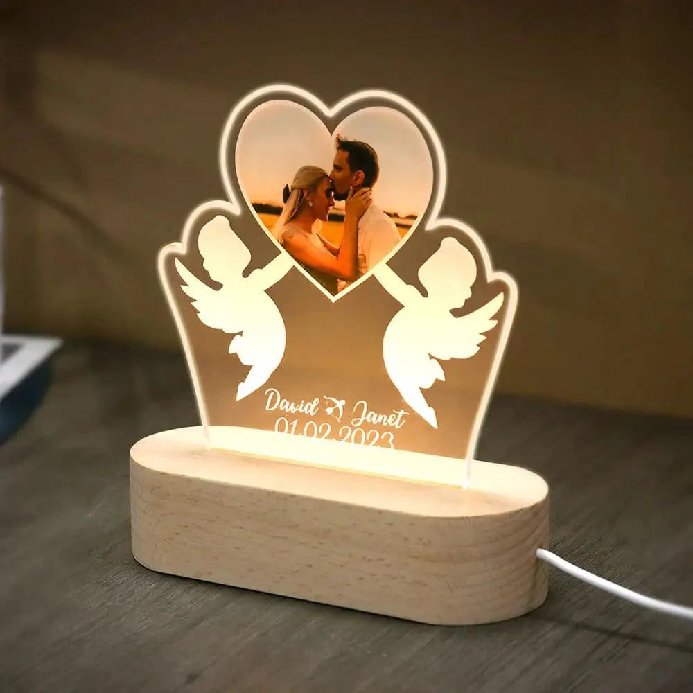 Lâmpada Amor Brilhante -Personalizado Com Foto - Anjos