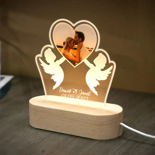 Lâmpada Amor Brilhante -Personalizado Com Foto - Anjos