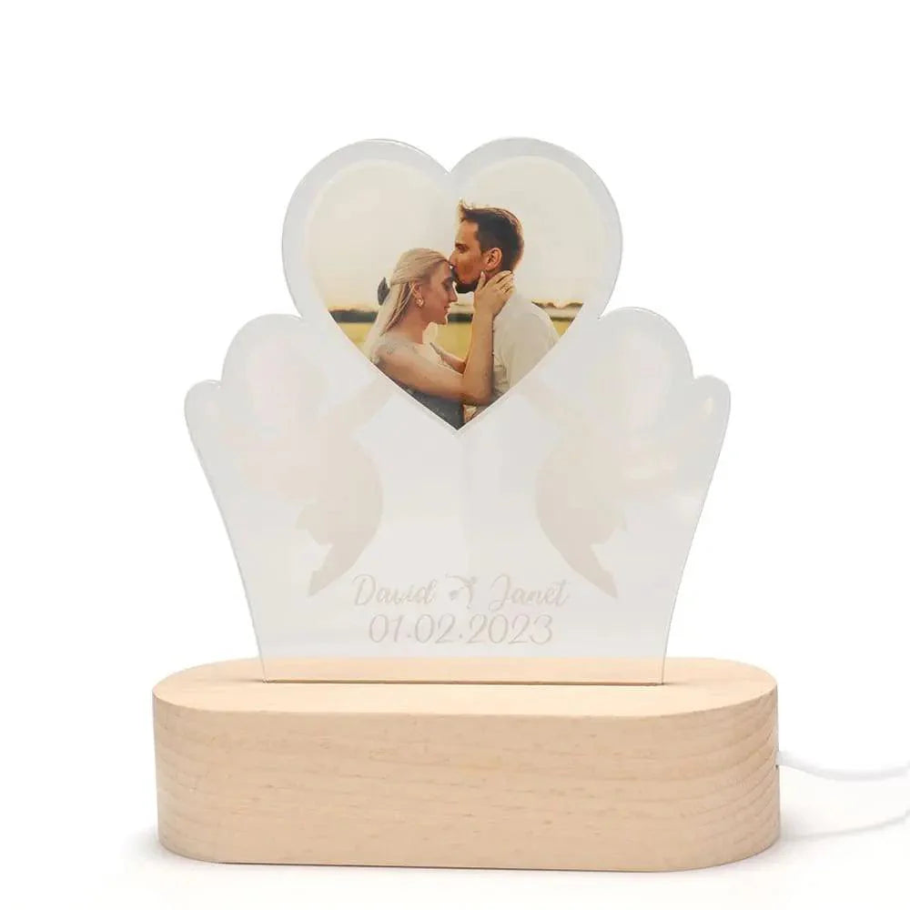 Lâmpada Amor Brilhante -Personalizado Com Foto - Anjos