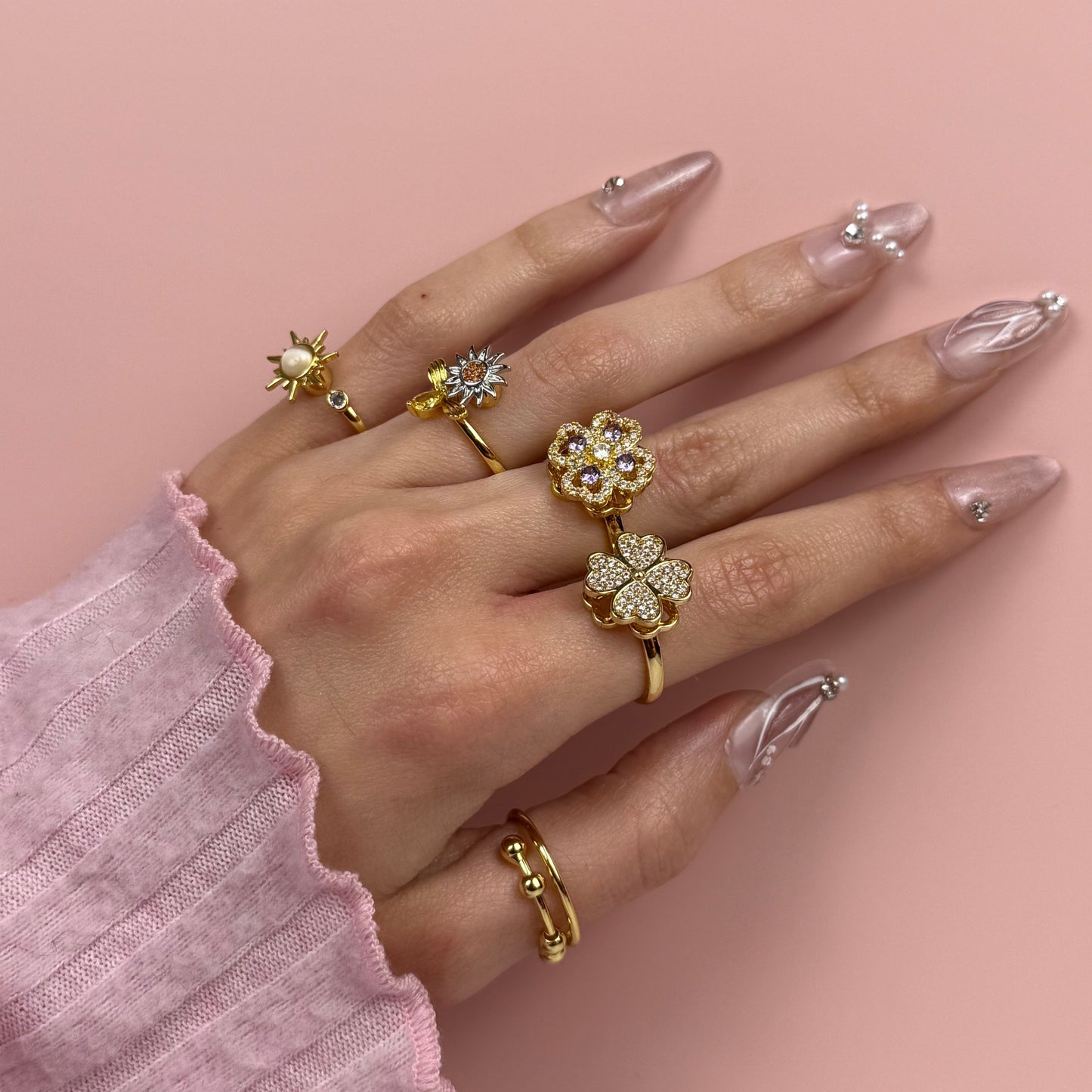 Anel Anti Ansiedade Banhado a Ouro 18k - Tamanho Ajustável