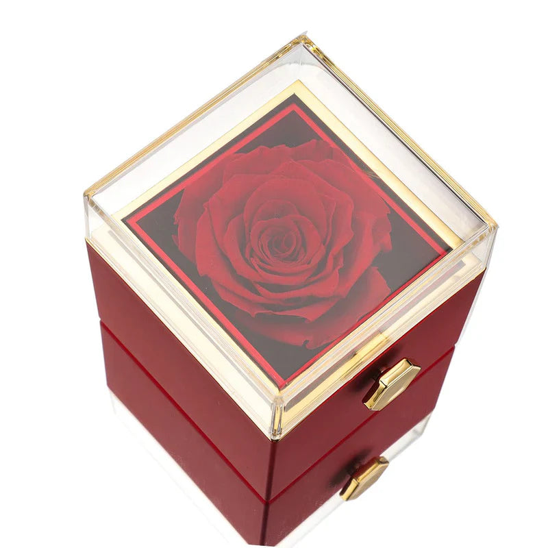 Kit Amor Completo: Rosa Eterna com Colar Personalizado + 2 Chaveiros + Ebook Guia do Amor