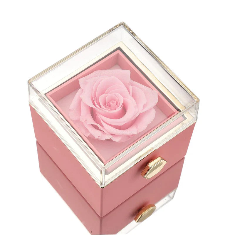Kit Amor Completo: Rosa Eterna com Colar Personalizado + 2 Chaveiros + Ebook Guia do Amor