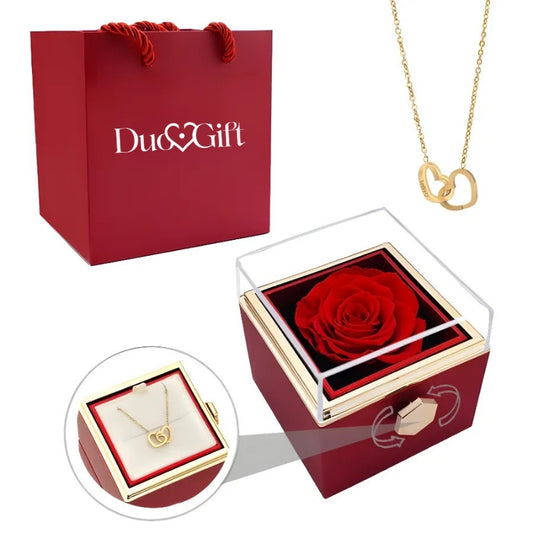 Duogift™ – Colar Dois Corações + Caixa Rotativa