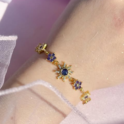 Pulseira Rapunzel Solar Cravejada e Banhada a Ouro 18K