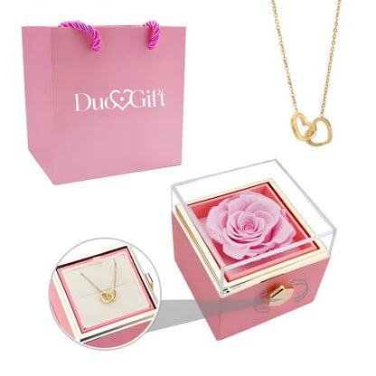 Duogift™ – Colar Dois Corações + Caixa Rotativa