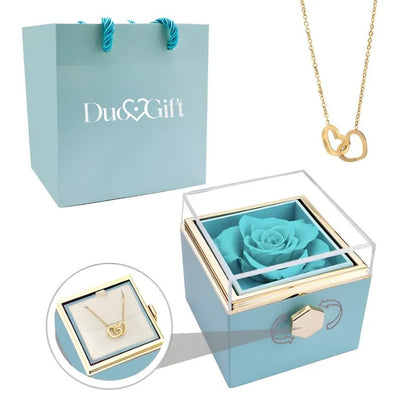 Duogift™ – Colar Dois Corações + Caixa Rotativa