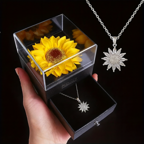 Porta Joias de Girassol com Colar Personalizado 18K
