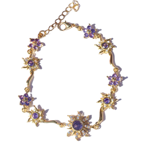 Pulseira Rapunzel Solar Cravejada e Banhada a Ouro 18K