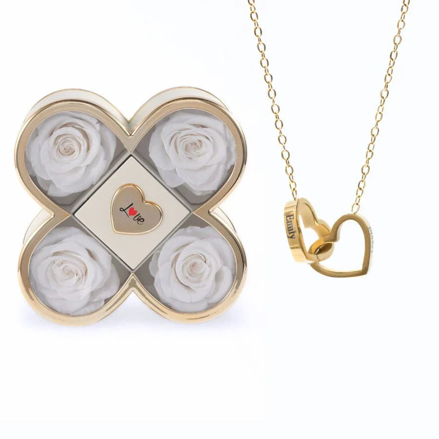 Caixa Trevo do Amor & Colar Personalizado