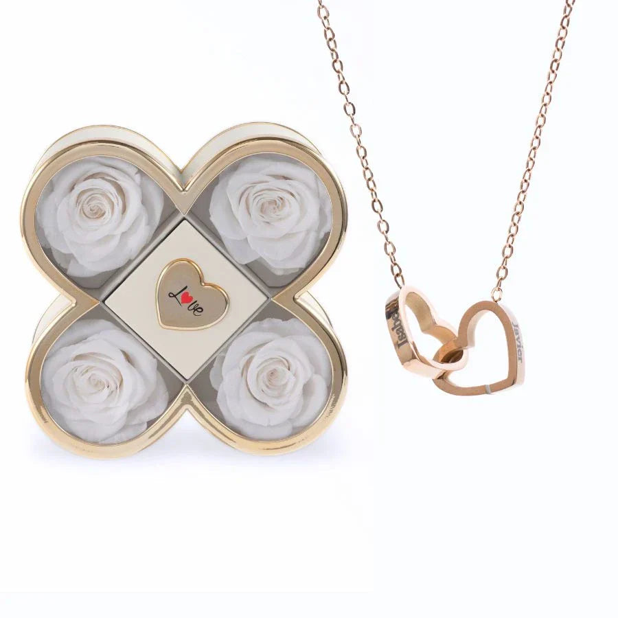 Caixa Trevo do Amor & Colar Personalizado