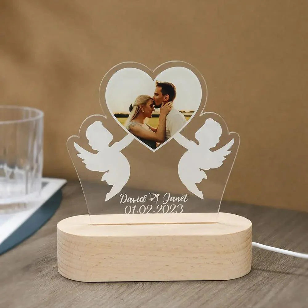 Lâmpada Amor Brilhante -Personalizado Com Foto - Anjos