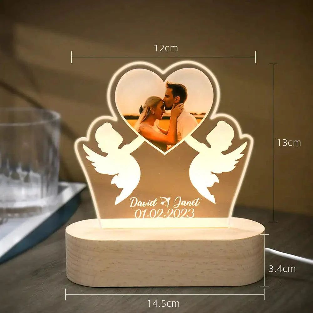 Lâmpada Amor Brilhante -Personalizado Com Foto - Anjos