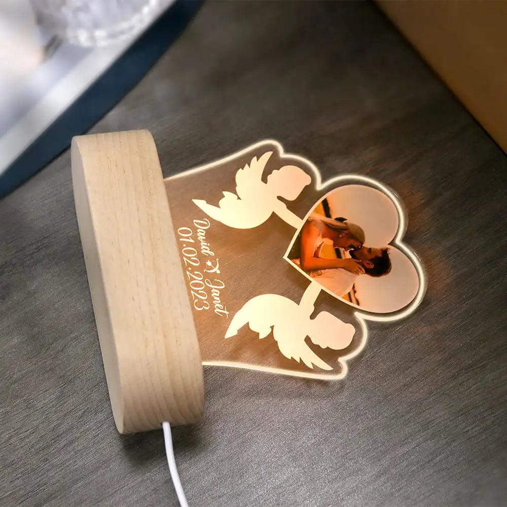 Lâmpada Amor Brilhante -Personalizado Com Foto - Anjos