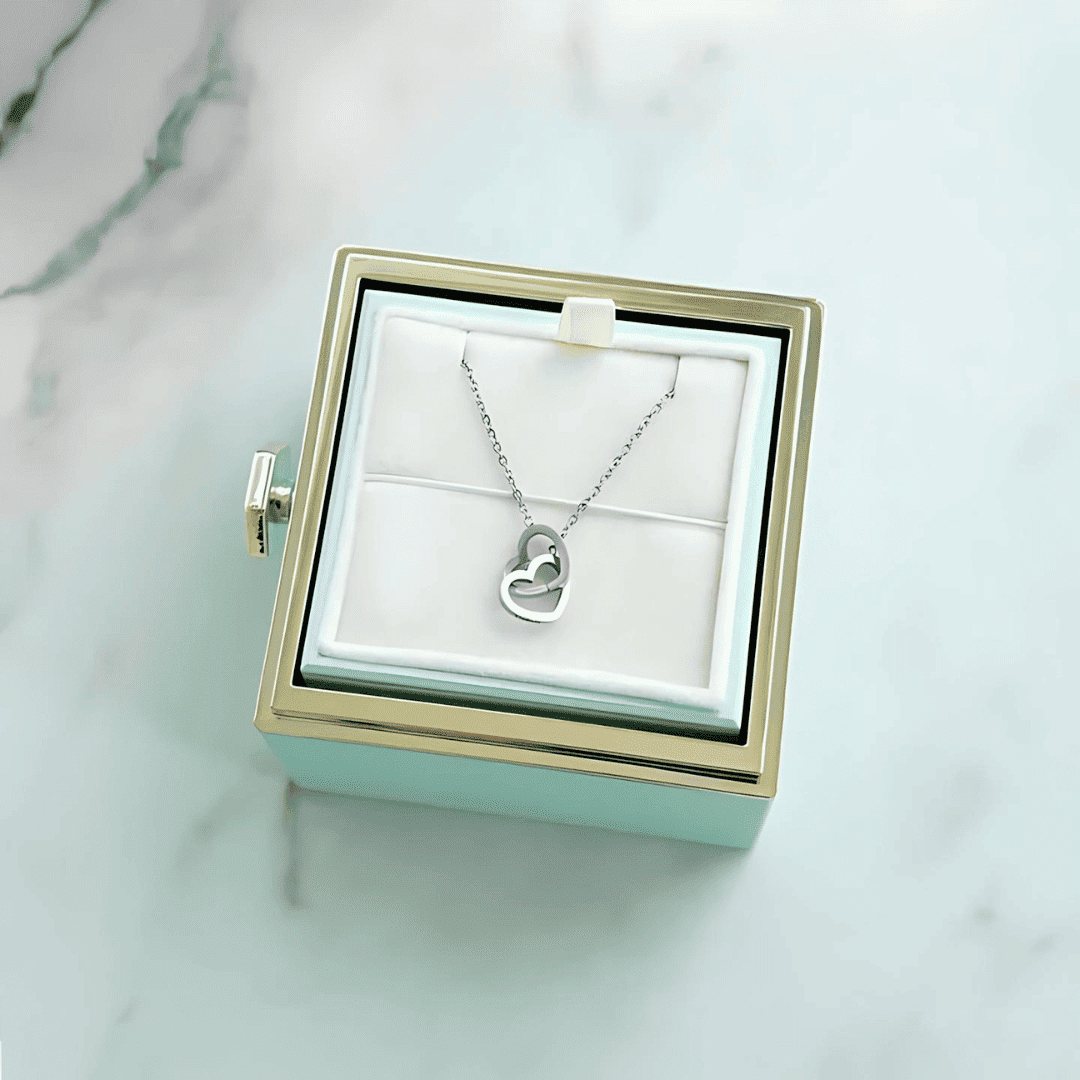Caixa Rosa Eterna e Colar Personalizado Duogift