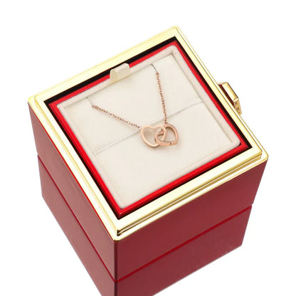 Kit Amor Completo: Rosa Eterna com Colar Personalizado + 2 Chaveiros + Ebook Guia do Amor