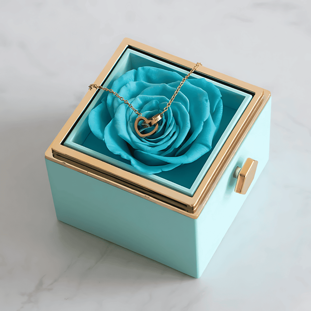 Caixa Rosa Eterna e Colar Personalizado Duogift